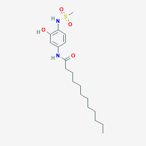 molecular formula C19H32N2O4S B14065248 N-{3-Hydroxy-4-[(methanesulfonyl)amino]phenyl}dodecanamide CAS No. 100146-31-4