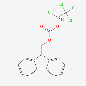 molecular formula C17H12Cl4O3 B14065355 Carbonic acid, 9H-fluoren-9-ylmethyl 1,2,2,2-tetrachloroethyl ester CAS No. 100821-63-4