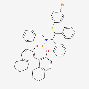 molecular formula C47H43BrNO2PS B14065383 N-benzyl-N-[(1S,2R)-2-(4-bromophenyl)sulfanyl-1,2-diphenylethyl]-12,14-dioxa-13-phosphapentacyclo[13.8.0.02,11.03,8.018,23]tricosa-1(15),2(11),3(8),9,16,18(23)-hexaen-13-amine 