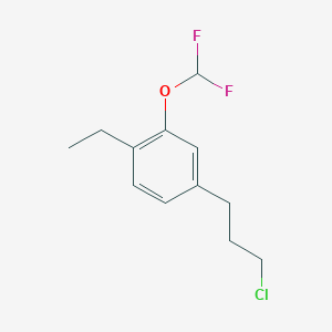 molecular formula C12H15ClF2O B14065433 1-(3-Chloropropyl)-3-(difluoromethoxy)-4-ethylbenzene 