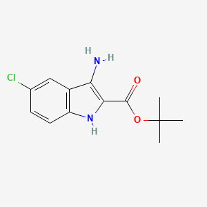 molecular formula C13H15ClN2O2 B14065512 tert-butyl 3-amino-5-chloro-1H-indole-2-carboxylate 