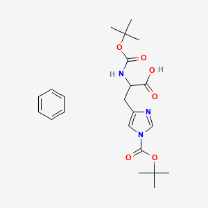 molecular formula C22H31N3O6 B14065733 benzene;2-[(2-methylpropan-2-yl)oxycarbonylamino]-3-[1-[(2-methylpropan-2-yl)oxycarbonyl]imidazol-4-yl]propanoic acid 