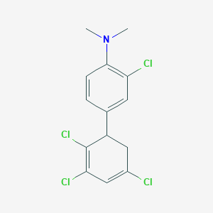 molecular formula C14H13Cl4N B14065754 [2-Chloro-4-(2,3,5-trichlorocyclohexa-2,4-dienyl)-phenyl]-dimethyl-amine 