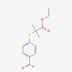 molecular formula C13H16O3S B14066353 Ethyl 2-[(4-formylphenyl)sulfanyl]-2-methylpropanoate CAS No. 100612-81-5