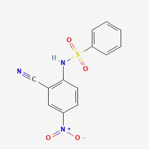molecular formula C13H9N3O4S B14066590 N-(2-Cyano-4-nitrophenyl)benzenesulfonamide CAS No. 86802-67-7
