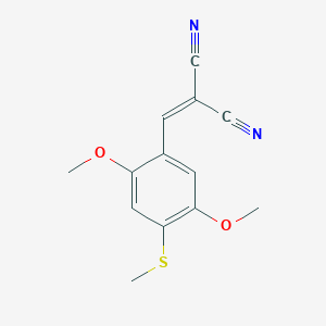 molecular formula C13H12N2O2S B14066676 Propanedinitrile, [[2,5-dimethoxy-4-(methylthio)phenyl]methylene]- CAS No. 61687-20-5