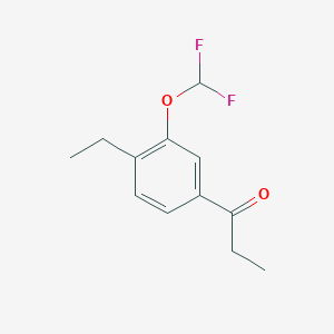 molecular formula C12H14F2O2 B14066748 1-(3-(Difluoromethoxy)-4-ethylphenyl)propan-1-one 