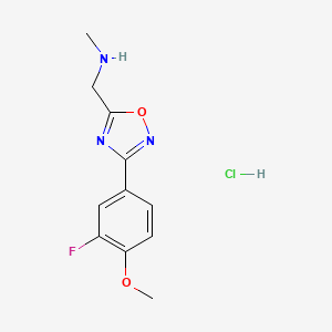{[3-(3-Fluoro-4-methoxyphenyl)-1,2,4-oxadiazol-5-yl]methyl}methylamine hydrochloride