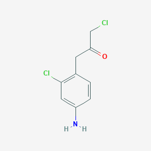 molecular formula C9H9Cl2NO B14067020 1-(4-Amino-2-chlorophenyl)-3-chloropropan-2-one 
