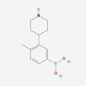 molecular formula C12H18BNO2 B14067023 (4-Methyl-3-(piperidin-4-yl)phenyl)boronic acid 