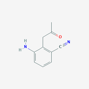 molecular formula C10H10N2O B14067120 1-(2-Amino-6-cyanophenyl)propan-2-one 