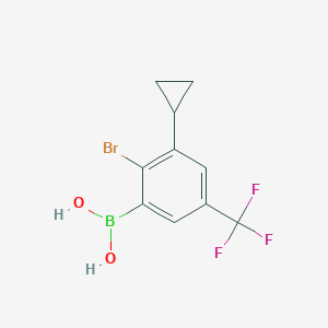 molecular formula C10H9BBrF3O2 B14067134 (2-Bromo-3-cyclopropyl-5-(trifluoromethyl)phenyl)boronic acid 