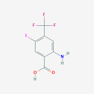 molecular formula C8H5F3INO2 B14067158 Benzoic acid, 2-amino-5-iodo-4-(trifluoromethyl)- 