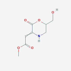molecular formula C8H11NO5 B14067201 Methyl [6-(hydroxymethyl)-2-oxomorpholin-3-ylidene]acetate CAS No. 100944-51-2