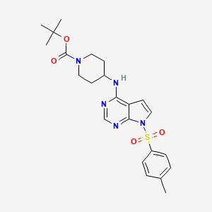 molecular formula C23H29N5O4S B14067236 tert-butyl 4-((7-tosyl-7H-pyrrolo[2,3-d]pyrimidin-4-yl)amino)piperidine-1-carboxylate 