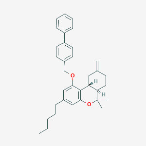molecular formula C34H40O2 B140673 (6Ar,10aR)-6,6-dimethyl-9-methylidene-3-pentyl-1-[(4-phenylphenyl)methoxy]-7,8,10,10a-tetrahydro-6aH-benzo[c]chromene CAS No. 132213-93-5