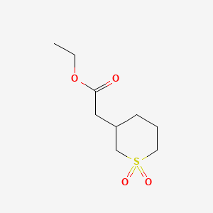 molecular formula C9H16O4S B14067357 Ethyl 2-(1,1-dioxidotetrahydro-2H-thiopyran-3-yl)acetate 