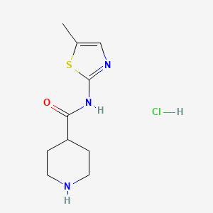 molecular formula C10H16ClN3OS B1406737 N-(5-methyl-1,3-thiazol-2-yl)piperidine-4-carboxamide hydrochloride CAS No. 1351597-38-0