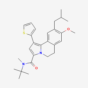 molecular formula C27H34N2O2S B14067623 N-tert-butyl-8-methoxy-N-methyl-9-(2-methylpropyl)-1-thiophen-2-yl-5,6-dihydropyrrolo[2,1-a]isoquinoline-3-carboxamide 