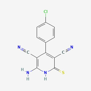 molecular formula C13H7ClN4S B14067698 6-Amino-4-(4-chlorophenyl)-2-thioxo-1,2-dihydropyridine-3,5-dicarbonitrile 