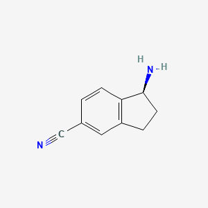 molecular formula C10H10N2 B14067736 (S)-1-Amino-2,3-dihydro-1H-indene-5-carbonitrile 
