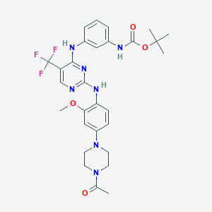 molecular formula C29H34F3N7O4 B14067833 Tert-butyl (3-((2-((4-(4-acetylpiperazin-1-yl)-2-methoxyphenyl)amino)-5-(trifluoromethyl)pyrimidin-4-yl)amino)phenyl)carbamate 
