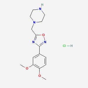 molecular formula C15H21ClN4O3 B1406791 1-{[3-(3,4-Dimethoxyphenyl)-1,2,4-oxadiazol-5-yl]methyl}piperazine hydrochloride CAS No. 1417566-86-9