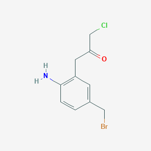 molecular formula C10H11BrClNO B14067937 1-(2-Amino-5-(bromomethyl)phenyl)-3-chloropropan-2-one 