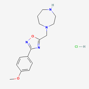 molecular formula C15H21ClN4O2 B1406795 1-{[3-(4-Methoxyphenyl)-1,2,4-oxadiazol-5-yl]methyl}-1,4-diazepane hydrochloride CAS No. 1417568-54-7