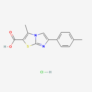 molecular formula C14H13ClN2O2S B1406802 3-Methyl-6-(4-methylphenyl)imidazo[2,1-b]-[1,3]thiazole-2-carboxylic acid hydrochloride CAS No. 1417569-79-9