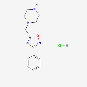 molecular formula C14H19ClN4O B1406805 1-{[3-(4-Methylphenyl)-1,2,4-oxadiazol-5-yl]methyl}piperazine hydrochloride CAS No. 1417566-84-7