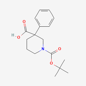 molecular formula C17H23NO4 B1406855 1-(tert-Butoxycarbonyl)-3-phenylpiperidine-3-carboxylic acid CAS No. 1203685-64-6