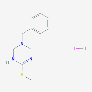 molecular formula C11H16IN3S B140687 1-Benzyl-1,2,3,6-tetrahydro-4-(methylthio)-1,3,5-triazine Hydroiodide CAS No. 1174907-03-9
