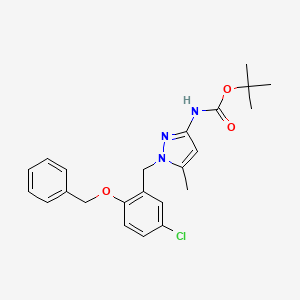 molecular formula C23H26ClN3O3 B14068717 tert-Butyl (1-(2-(benzyloxy)-5-chlorobenzyl)-5-methyl-1H-pyrazol-3-yl)carbamate CAS No. 913566-84-4