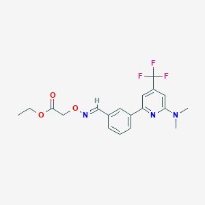 molecular formula C19H20F3N3O3 B1406876 [1-[3-(6-Dimethylamino-4-trifluoromethyl-pyridin-2-yl)-phenyl]-meth-(E)-ylideneaminooxy]-acetic acid ethyl ester CAS No. 1311283-97-2