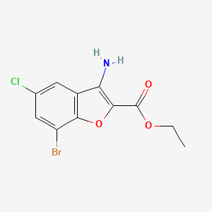 molecular formula C11H9BrClNO3 B1406880 Ethyl 3-amino-7-bromo-5-chloro-1-benzofuran-2-carboxylate CAS No. 2183997-56-8