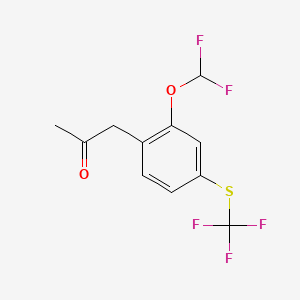 molecular formula C11H9F5O2S B14068853 1-(2-(Difluoromethoxy)-4-(trifluoromethylthio)phenyl)propan-2-one 