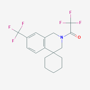 molecular formula C17H17F6NO B1406886 2,2,2-Trifluoro-1-(7'-(trifluoromethyl)-1'h-spiro[cyclohexane-1,4'-isoquinoline]-2'(3'h)-yl)ethanone CAS No. 1425334-99-1