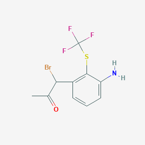 molecular formula C10H9BrF3NOS B14068997 1-(3-Amino-2-(trifluoromethylthio)phenyl)-1-bromopropan-2-one 