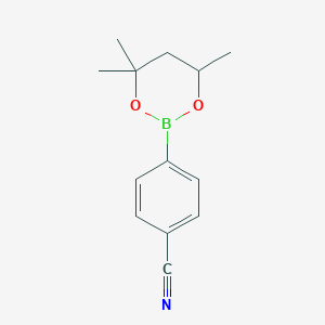 molecular formula C13H16BNO2 B1406908 4-(4,4,6-Trimethyl-1,3,2-dioxaborinan-2-yl)benzonitrile CAS No. 1092060-81-5