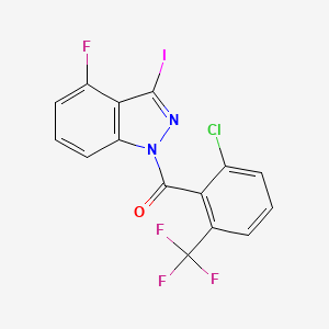 molecular formula C15H6ClF4IN2O B14069149 (2-chloro-6-(trifluoromethyl)phenyl)(4-fluoro-3-iodo-1H-indazol-1-yl)methanone 