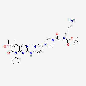 molecular formula C35H49N9O5 B14069162 Tert-butyl (2-(4-(6-((6-acetyl-8-cyclopentyl-5-methyl-7-oxo-7,8-dihydropyrido[2,3-d]pyrimidin-2-yl)amino)pyridin-3-yl)piperazin-1-yl)-2-oxoethyl)(4-aminobutyl)carbamate 