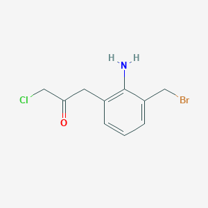 molecular formula C10H11BrClNO B14069171 1-(2-Amino-3-(bromomethyl)phenyl)-3-chloropropan-2-one 