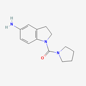 molecular formula C13H17N3O B1406943 1-(Pyrrolidine-1-carbonyl)-2,3-dihydro-1H-indol-5-amine CAS No. 1538056-69-7