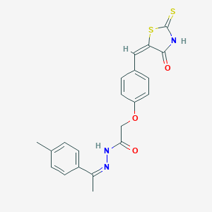 Acetic acid, (4-((4-oxo-2-thioxo-5-thiazolidinylidene)methyl)phenoxy)-, (1-(4-methylphenyl)ethylidene)hydrazide