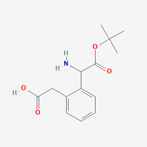 molecular formula C14H19NO4 B14069704 2-[2-[1-Amino-2-[(2-methylpropan-2-yl)oxy]-2-oxoethyl]phenyl]acetic acid 