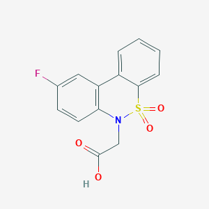 molecular formula C14H10FNO4S B1406991 (9-Fluoro-5,5-dioxido-6H-dibenzo[c,e][1,2]thiazin-6-yl)acetic acid CAS No. 1858254-92-8