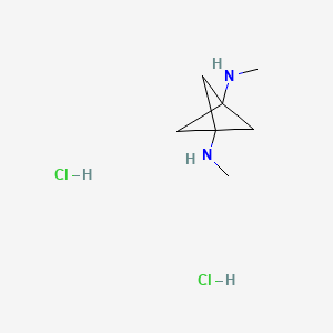 molecular formula C7H15ClN2 B1406995 N1,N3-dimethylbicyclo[1.1.1]pentane-1,3-diamine dihydrochloride CAS No. 1523572-06-6