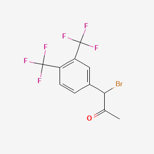 molecular formula C11H7BrF6O B14069966 1-(3,4-Bis(trifluoromethyl)phenyl)-1-bromopropan-2-one 