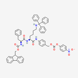 molecular formula C63H57N5O9 B14069995 N-[(9H-Fluoren-9-ylmethoxy)carbonyl]-L-phenylalanyl-N-[4-[[[(4-nitrophenoxy)carbonyl]oxy]methyl]phenyl]-N6-(triphenylmethyl)-L-lysinamide CAS No. 1116086-09-9